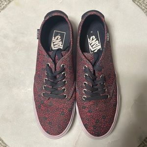 Vans Off the Wall Red and Blue Canvas Print Shoes